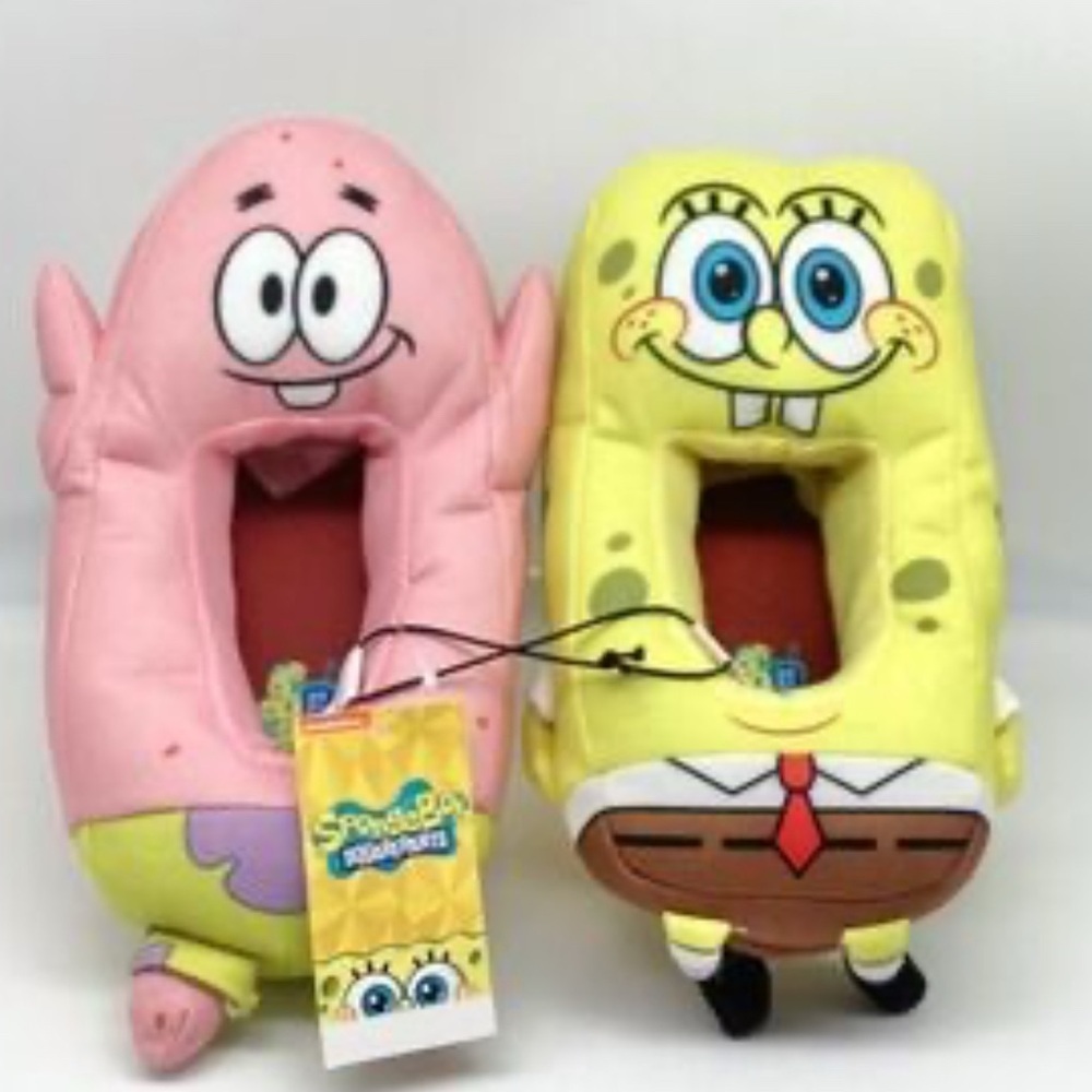 SpongeBob SquarePants and Patrick Plush Slippers - Pink and Yellow